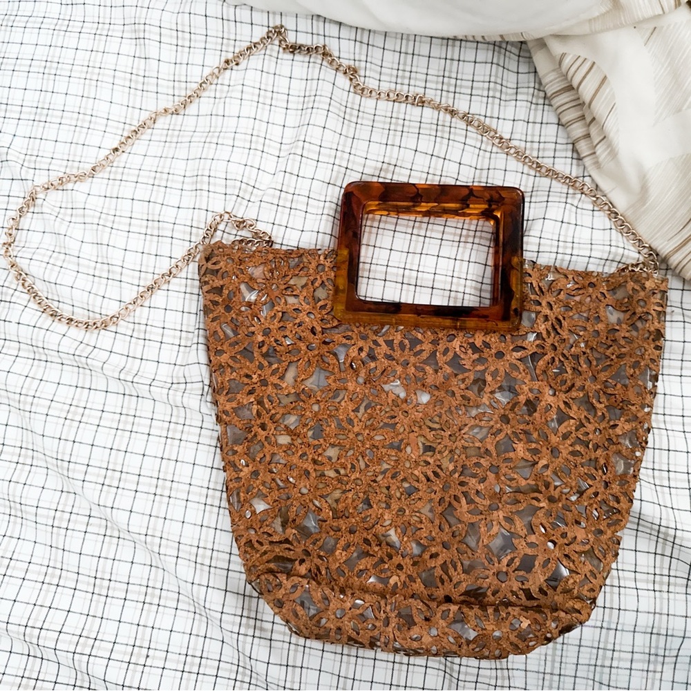 Brown Corck Bag with Chain Strap